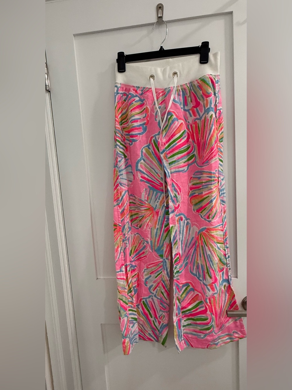 Lilly Pulitzer neon multicolor linen the beach pant w/ cotton drawstring waist